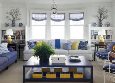 دکوراسیون منزل با ترکیب رنگ آبی و زرد